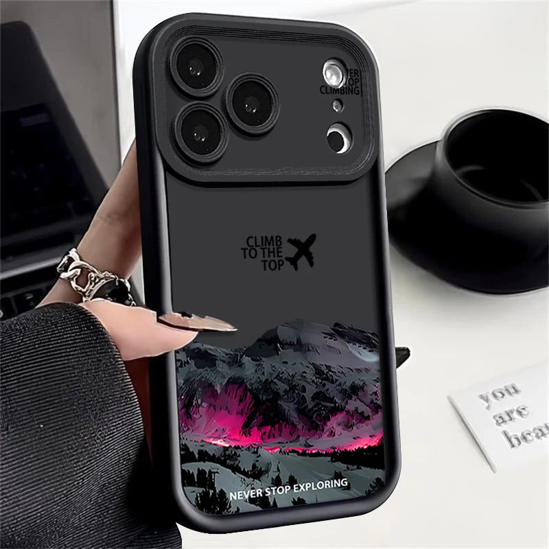 TPU Phone Case For iPhone 17 Pro 16e 15 16 Pro Max 14 16 Plus 13 12 Pro Max Air Airplane Snow Mountain Patterned Soft Back Cover