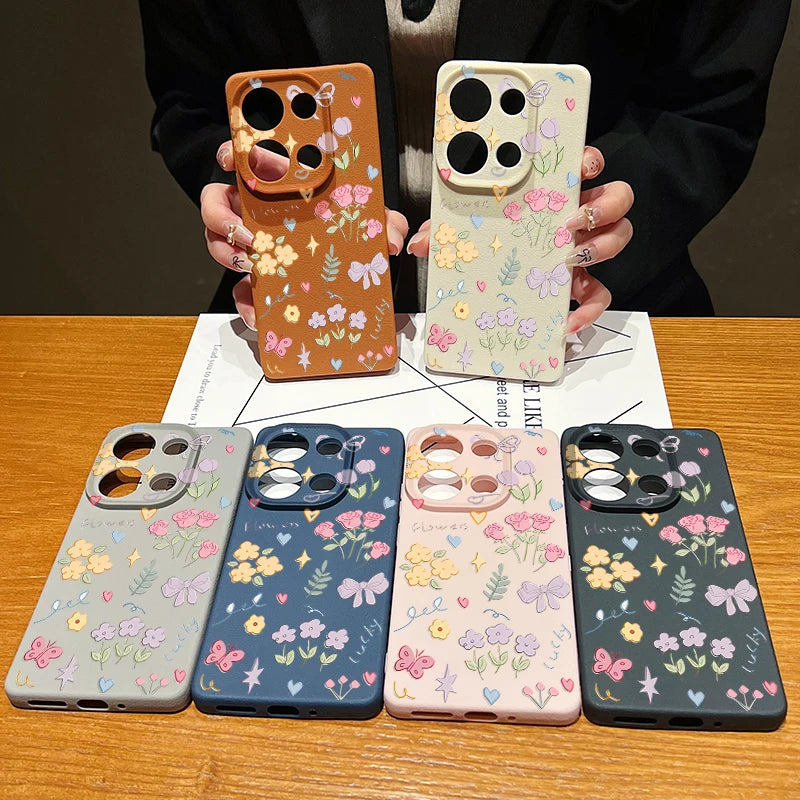 Case For Xiaomi Redmi Note 14 13 Pro Plus 12 Pro 5G Note 13 11S 13C 14 4G Cartoon Printed Leather Texture Soft TPU Phone Cover