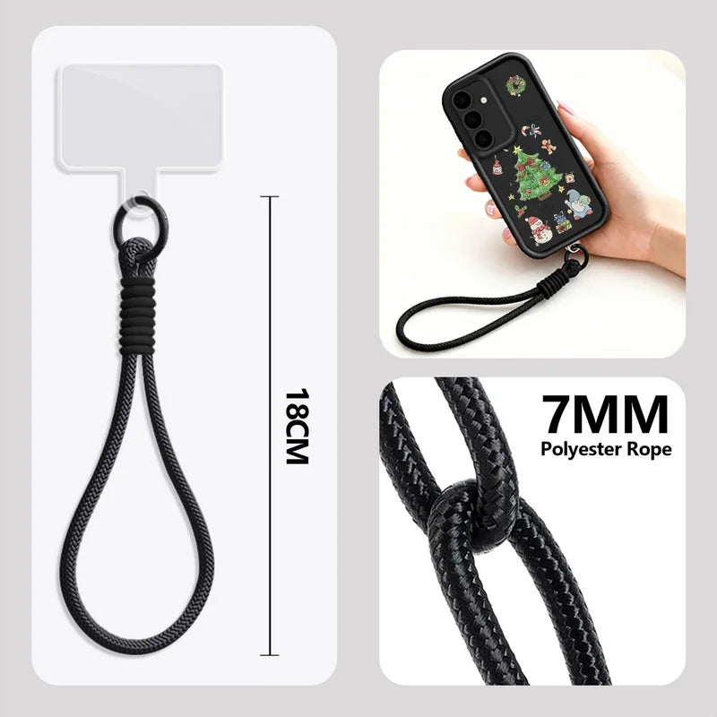 Christmas Tree Print Lanyard Phone Case For Samsung Galaxy S25 S23 S24 Ultra S24 S25 FE A17 A56 A16 A55 A15 A25 A26 5G TPU Cover