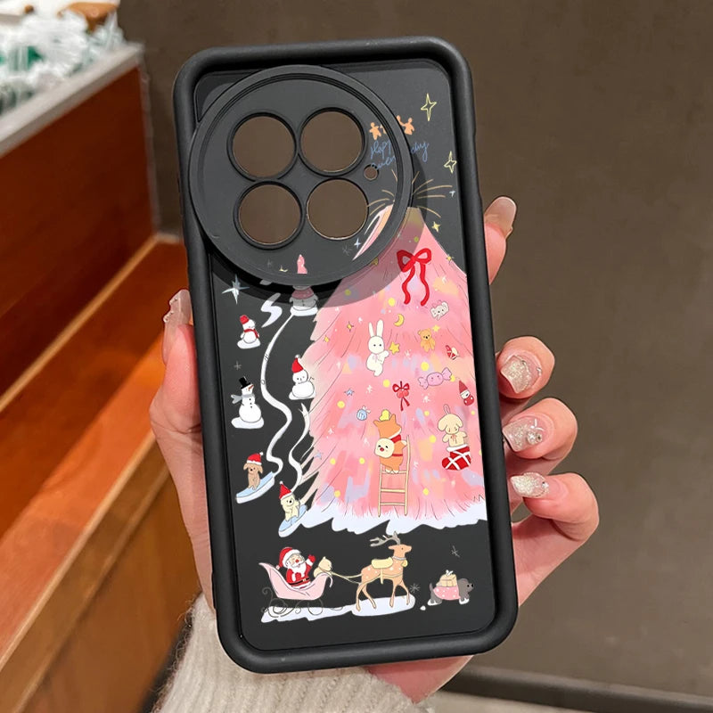 Soft TPU Phone Case For OnePlus 15 13 13T 12 13R 12R 11R 5G Pink Christmas Tree Printed Back Cover For OnePlus Nord 5 Ace 5 3 2