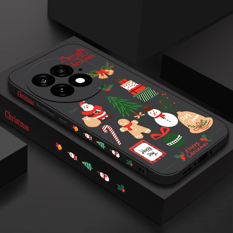Merry Christmas Pattern Silicone Phone Case For OnePlus 13 12 13R 12R 11R 5G Shockproof Soft TPU Cover For OnePlus Ace 5 3 2