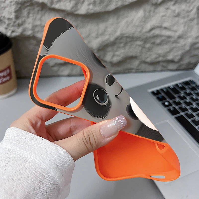 Cartoon Panda Printed TPU Phone Case For iPhone 17 16e 16 15 Pro Max 14 13 12 Pro Max 11 Air Soft Leather Texture Silicone Cover