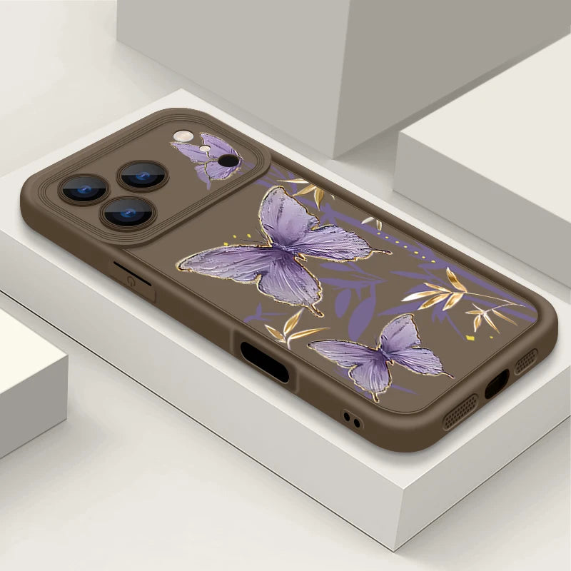 Soft TPU Phone Case For iPhone 17 Pro Air 16e 15 16 Pro Max 14 16 Plus 13 12 Pro Max Purple Butterfly Pattern Silicone Cover