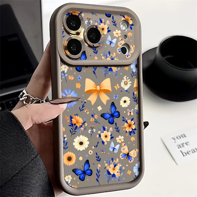 Blue Butterfly Pattern TPU Phone Case For iPhone 17 Pro Air 16e 15 16 Pro Max 14 16 Plus 13 12 Pro Max Soft Silicone Back Cover