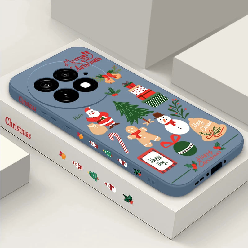 Merry Christmas Pattern Silicone Phone Case For OnePlus 13 12 13R 12R 11R 5G Shockproof Soft TPU Cover For OnePlus Ace 5 3 2