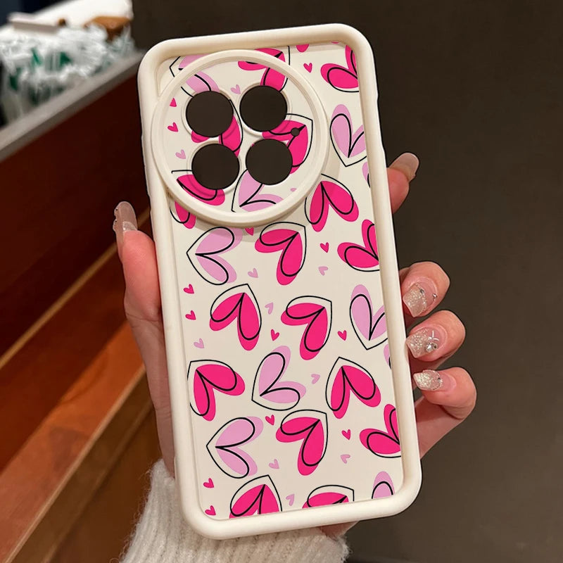 Soft TPU Phone Case For OnePlus 15 13 13T 12 15R 13R 12R 11R 5G Pink Love Hearts Printed Cover For OnePlus Nord 5 Ace 6 6T 5 3 2
