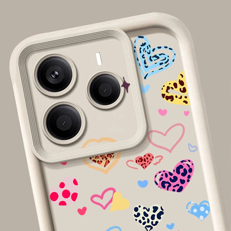 Colorful Love Heart Printed TPU Phone Case For Xiaomi 14T Pro For Xiaomi 13T 11T Pro Shockproof Soft Silicone Back Cover Fundas
