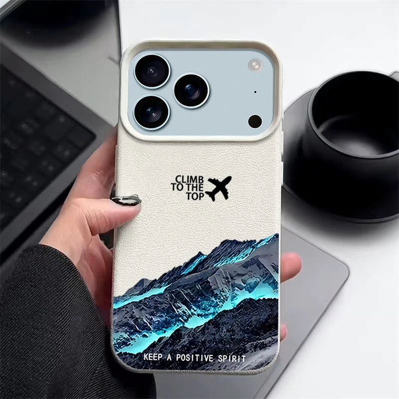 Snow Mountain Printed TPU Phone Case For iPhone 17 16e 16 15 Pro Max 14 13 12 Pro Max 11 Air Soft Leather Texture Silicone Cover