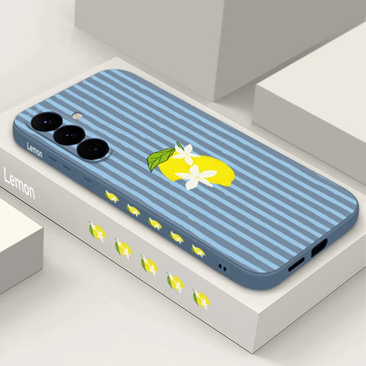 Stripe Lemon Print TPU Phone Case For Samsung Galaxy S24 S25 FE S25 S23 S22 Ultra A17 A56 A16 A55 A25 A15 A36 A54 5G Soft Cover