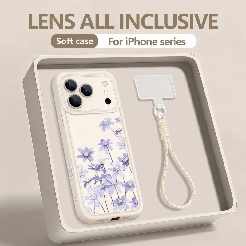 Wrist Strap Lanyard Phone Case For iPhone 17 Pro Max Air 16E 16 14 15 Pro 12 13 Pro Max 11 Tiny Hearts Pattern Soft TPU Cover