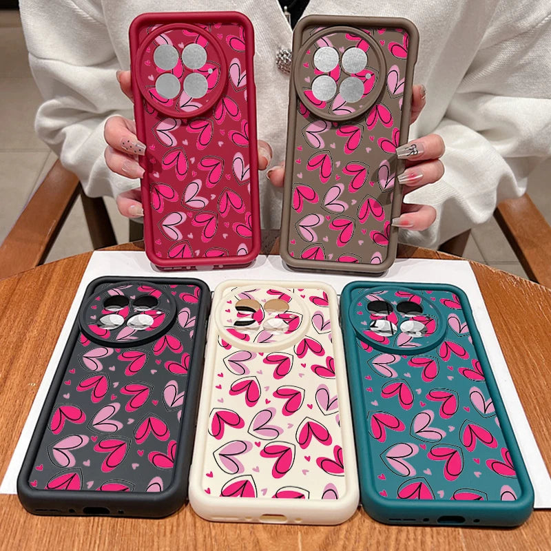 Soft TPU Phone Case For OnePlus 15 13 13T 12 15R 13R 12R 11R 5G Pink Love Hearts Printed Cover For OnePlus Nord 5 Ace 6 6T 5 3 2