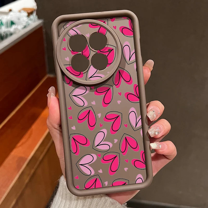 Soft TPU Phone Case For OnePlus 15 13 13T 12 15R 13R 12R 11R 5G Pink Love Hearts Printed Cover For OnePlus Nord 5 Ace 6 6T 5 3 2