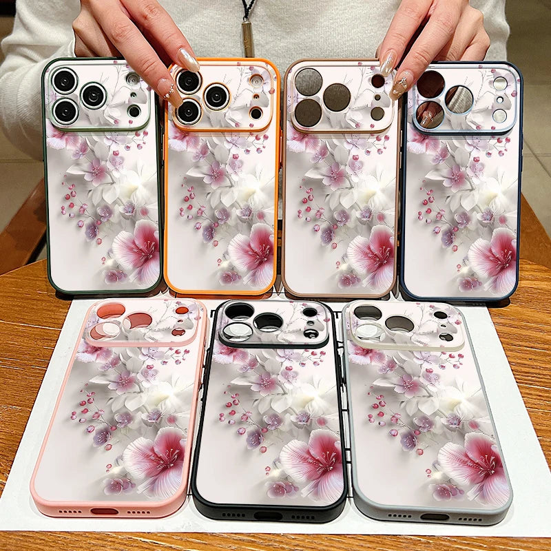 Magnetic Phone Case For iPhone 17 Pro 16 15 14 13 Pro Max For Magsafe Wireless Charge Pink Flower Printed Hard PC Back Cover