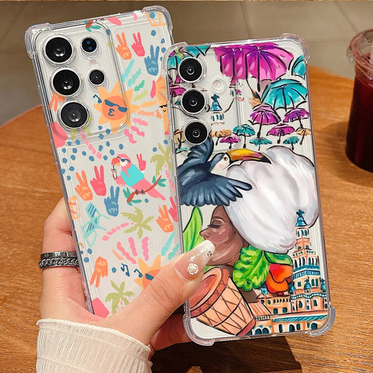 Clear Soft TPU Phone Case For Samsung Galaxy A17 A56 A16 A36 A55 A15 A25 A26 A54 A53 5G Abstract Art Paintings Drop-proof Cover