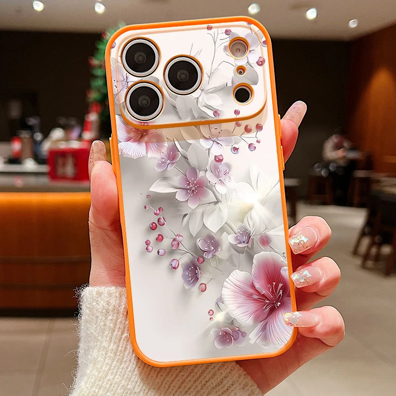 Magnetic Phone Case For iPhone 17 Pro 16 15 14 13 Pro Max For Magsafe Wireless Charge Pink Flower Printed Hard PC Back Cover