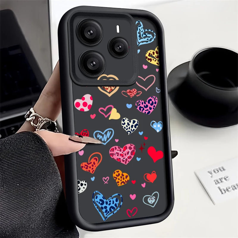 Colorful Love Heart Printed TPU Phone Case For Xiaomi 14T Pro For Xiaomi 13T 11T Pro Shockproof Soft Silicone Back Cover Fundas