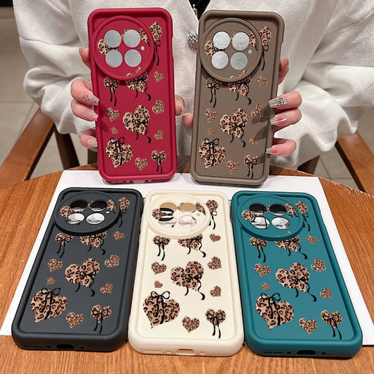 Soft TPU Phone Case For OnePlus 15 13 13T 12 13R 12R 11R 5G Leopard Print Love Heart Printed Cover For OnePlus Nord 5 Ace 5 3 2