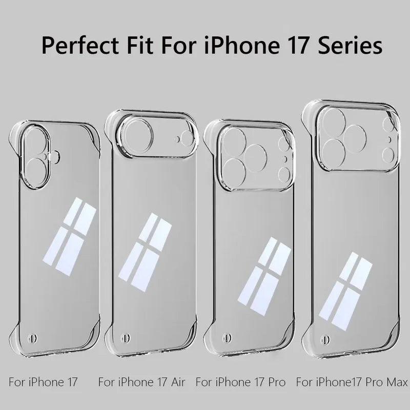 High Transparent Frameless Hard PC Case For iPhone 17 Pro Air 16e 15 14 13 12 16 Pro Max 11 Ultra Thin Crystal Clear Phone Cover
