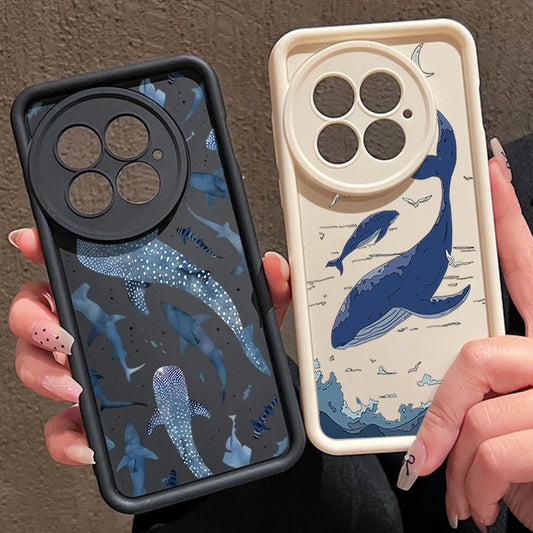 Soft Silicone Phone Case For OnePlus 13 13T 12 13R 12R 11R 5G Shockproof Sea Whale Printing TPU Cover For OnePlus Ace 5 3 2