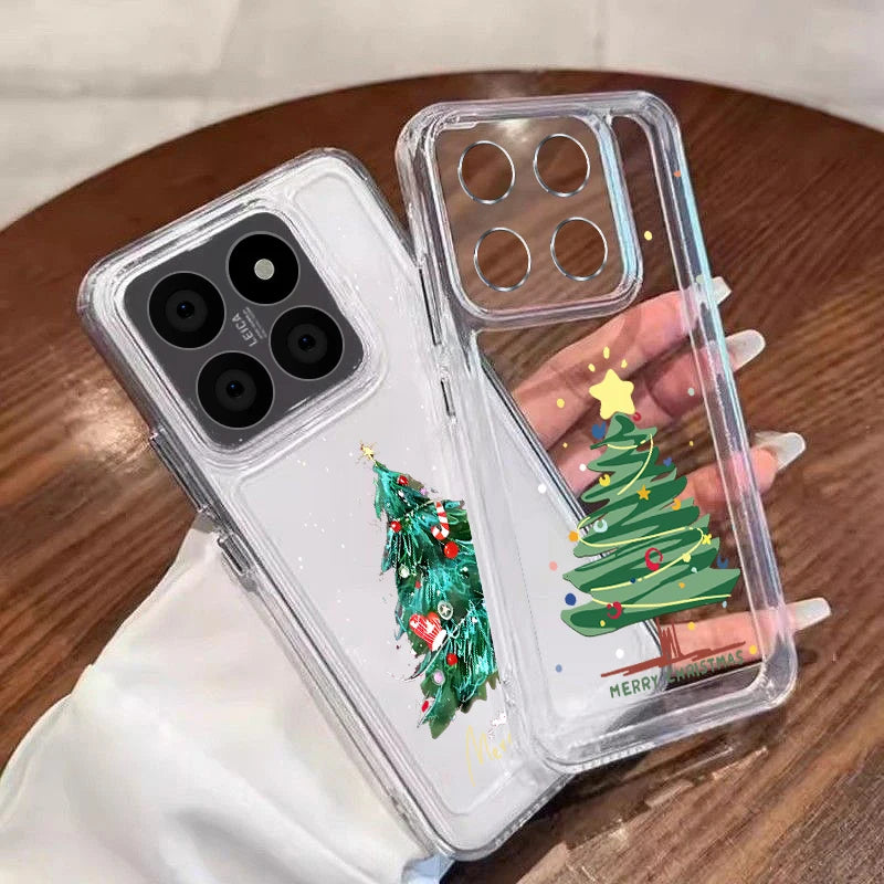Soft TPU Phone Case For Xiaomi Redmi Note 14 13 Pro Plus 5G Note 11 12 13 14 Pro 13C 14C 4G Christmas Tree Print Clear Cover