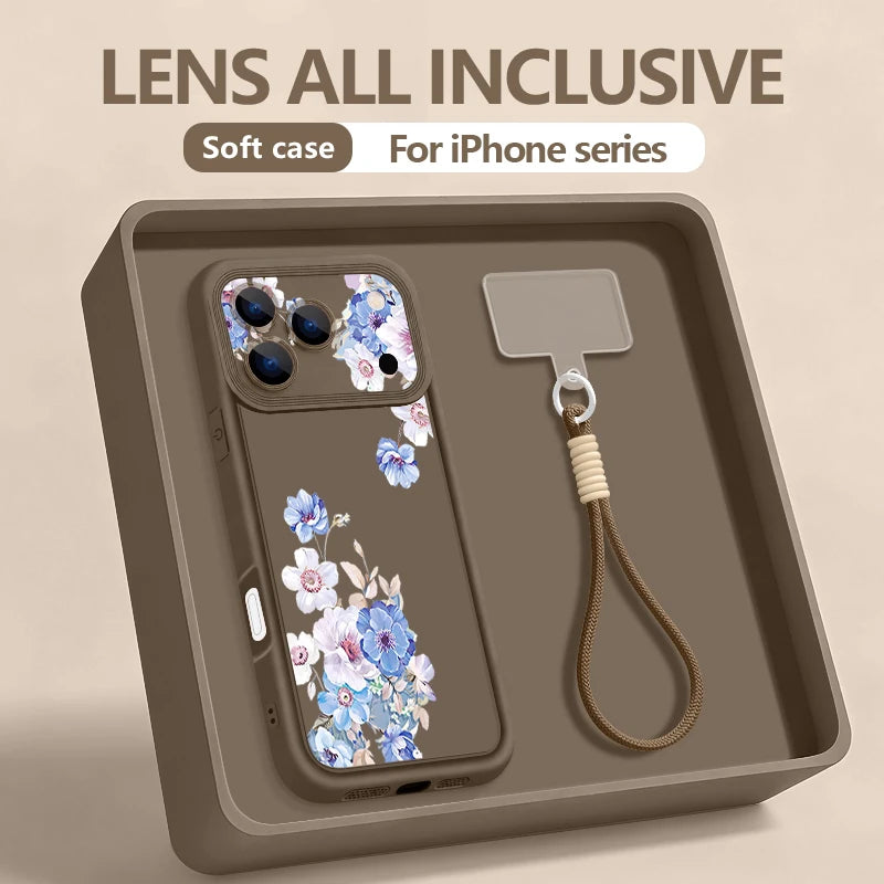 Wrist Strap Lanyard Phone Case For iPhone 17 Pro Max Air 16E 16 14 15 Pro 12 13 Pro Max 11 Tiny Hearts Pattern Soft TPU Cover