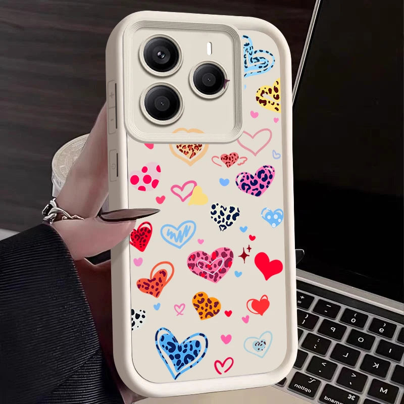 Colorful Love Heart Printed TPU Phone Case For Xiaomi 14T Pro For Xiaomi 13T 11T Pro Shockproof Soft Silicone Back Cover Fundas