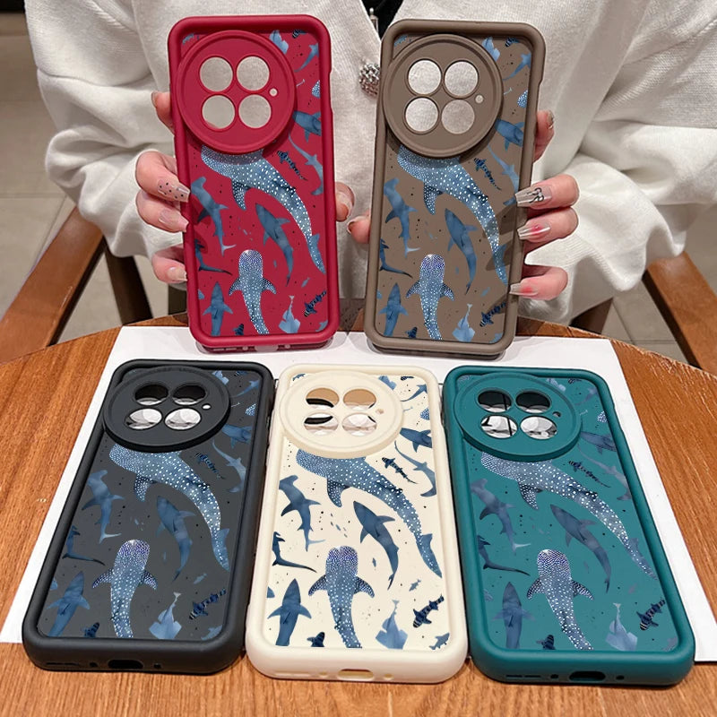 Soft Silicone Phone Case For OnePlus 13 13T 12 13R 12R 11R 5G Shockproof Sea Whale Printing TPU Cover For OnePlus Ace 5 3 2