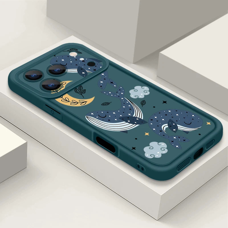 TPU Phone Case For iPhone 17 16e 15 16 Pro Max 14 16 Plus For iPhone Air 13 12 Pro Max Cartoon Whale Printed Soft Silicone Cover