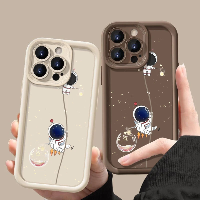 Space Astronaut Print TPU Case For iPhone 17 Air 16e 15 16 Pro Max 14 Plus 13 12 17 Pro 11 Shockproof Soft Silicone Phone Cover