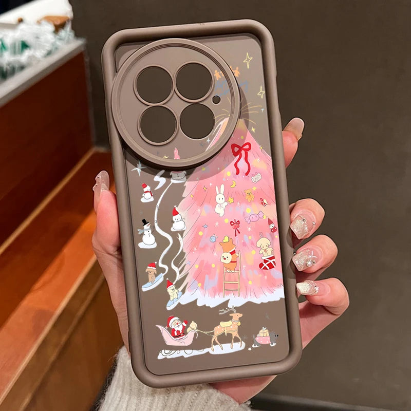 Soft TPU Phone Case For OnePlus 15 13 13T 12 13R 12R 11R 5G Pink Christmas Tree Printed Back Cover For OnePlus Nord 5 Ace 5 3 2