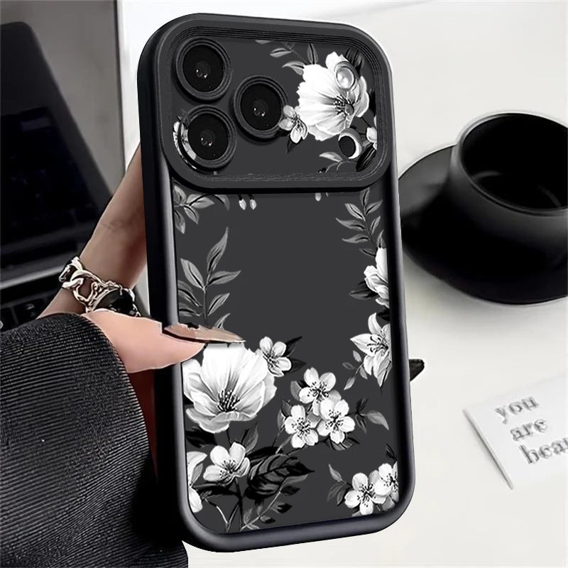 Soft TPU Phone Case For iPhone 17 Pro 16e 15 16 Pro Max 14 16 Plus 13 12 Pro Max Air White Flowers Pattern Silicone Back Cover
