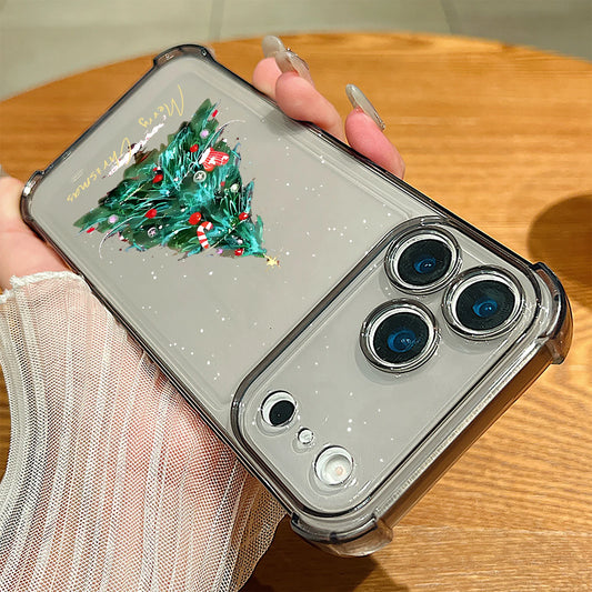 Clear Soft TPU Phone Case For iPhone 17 Pro Max Air 16 15 Pro Max 14 13 12 Pro Max 11 Christmas Tree Pattern Transparent Cover