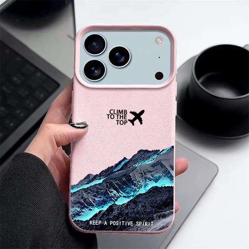 Snow Mountain Printed TPU Phone Case For iPhone 17 16e 16 15 Pro Max 14 13 12 Pro Max 11 Air Soft Leather Texture Silicone Cover