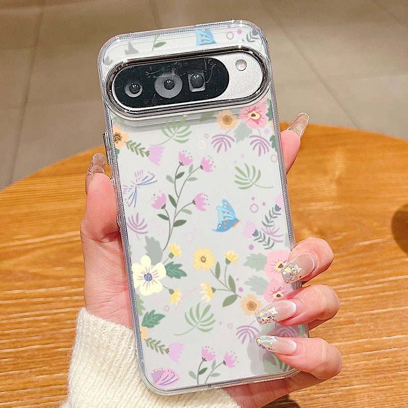 Cartoon Flower Pattern TPU Phone Case For Google Pixel 10 9 8 7 Pro Pixel 9 10 Pro XL 7A 8A 9A Soft Silicone Clear Back Cover