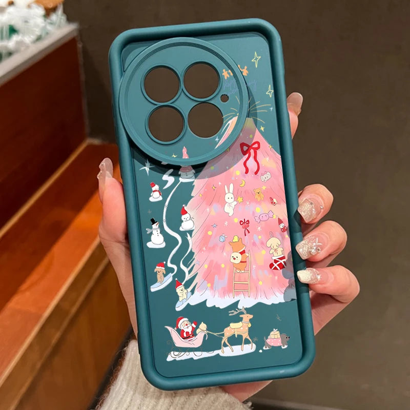 Soft TPU Phone Case For OnePlus 15 13 13T 12 13R 12R 11R 5G Pink Christmas Tree Printed Back Cover For OnePlus Nord 5 Ace 5 3 2