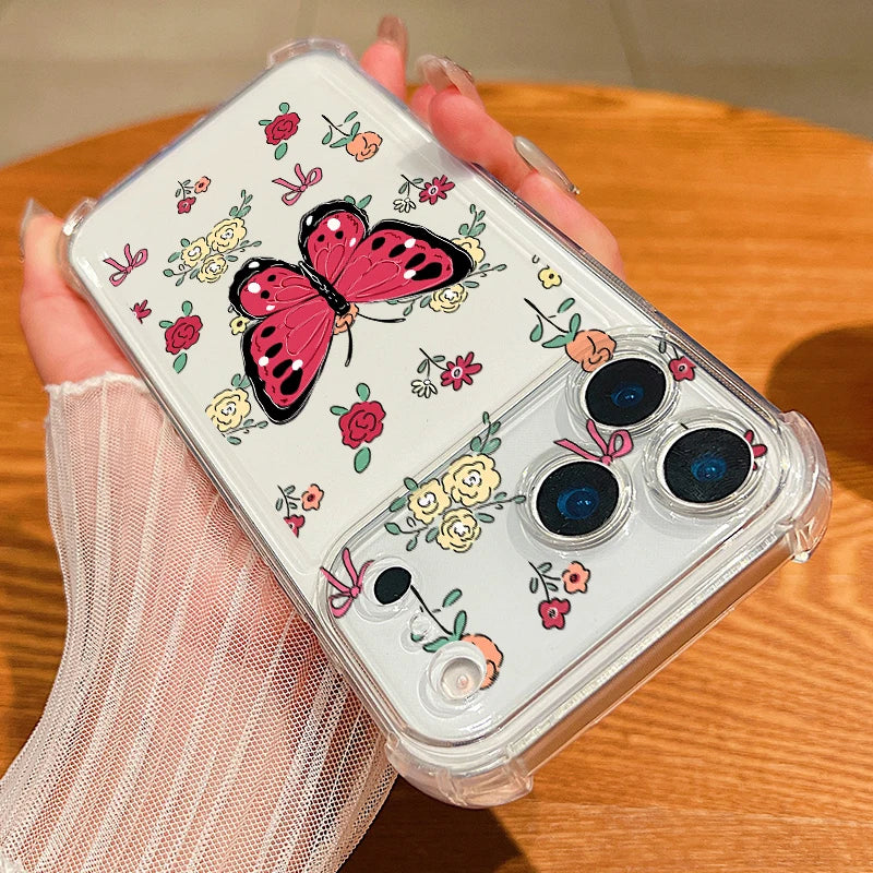 Beautiful Butterfly Pattern Phone Case For iPhone 17 Pro Max Air 16 15 Pro Max 14 13 12 Pro Max 11 Transparent Soft TPU Cover