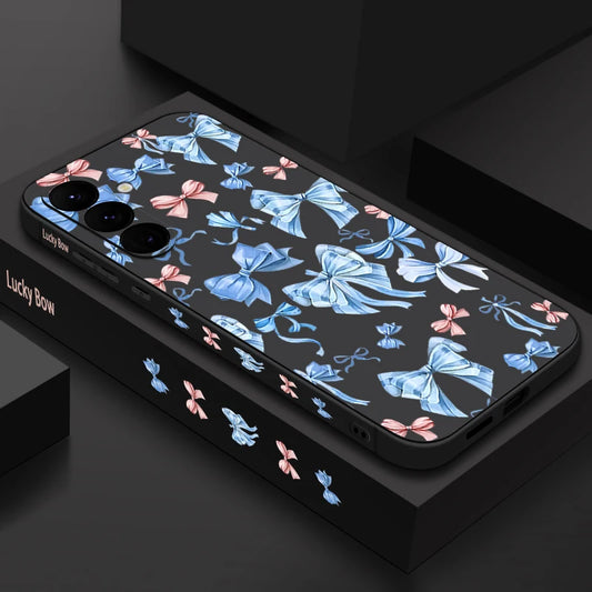 Blue Bowknot Print Phone Case For Samsung Galaxy S25 S24 S22 Ultra S23 FE A17 A56 A16 A55 A25 A15 A36 A35 A54 5G Soft TPU Cover