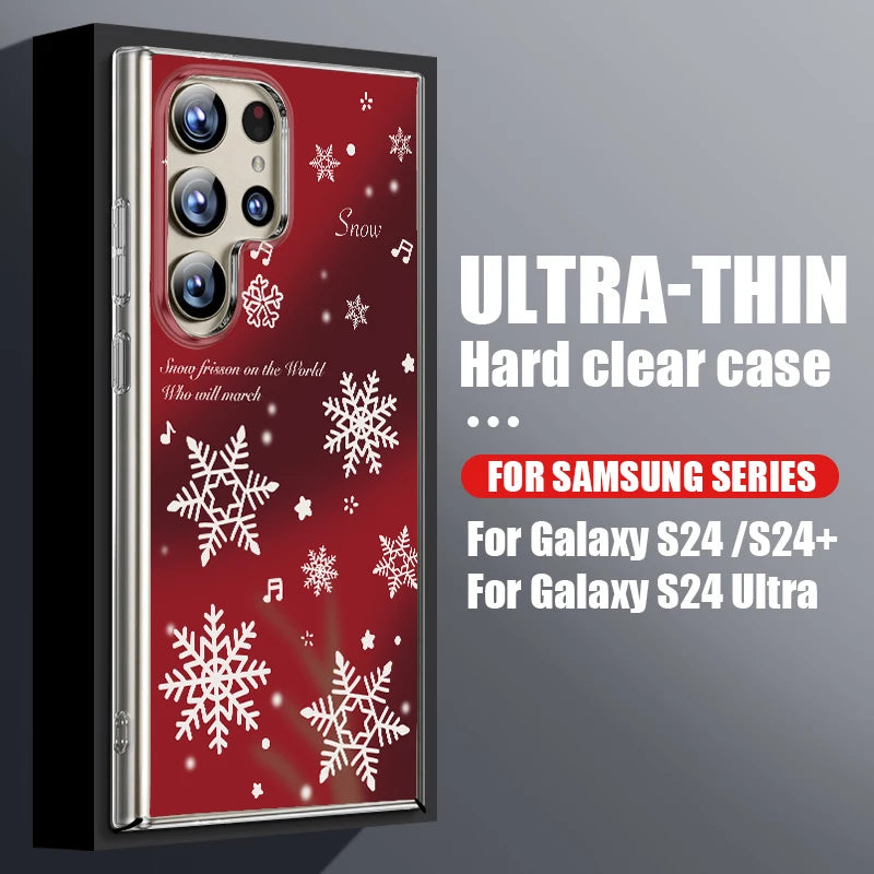 Christmas Tree Snowman Pattern Hard PC Case For Samsung Galaxy A56 A16 A36 A55 A15 A25 A26 A54 A53 5G Transparent Phone Cover