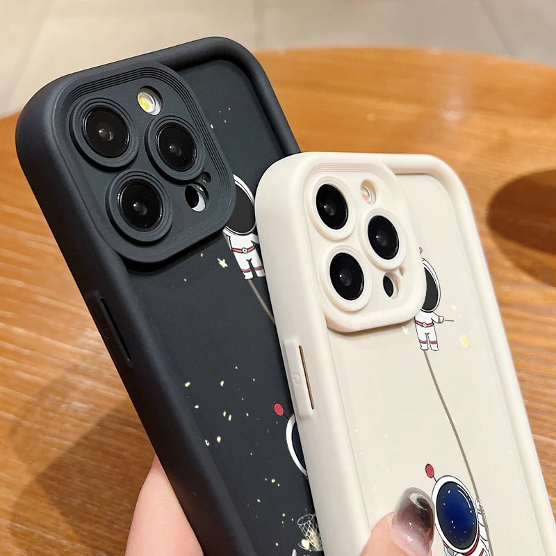 Space Astronaut Print TPU Case For iPhone 17 Air 16e 15 16 Pro Max 14 Plus 13 12 17 Pro 11 Shockproof Soft Silicone Phone Cover