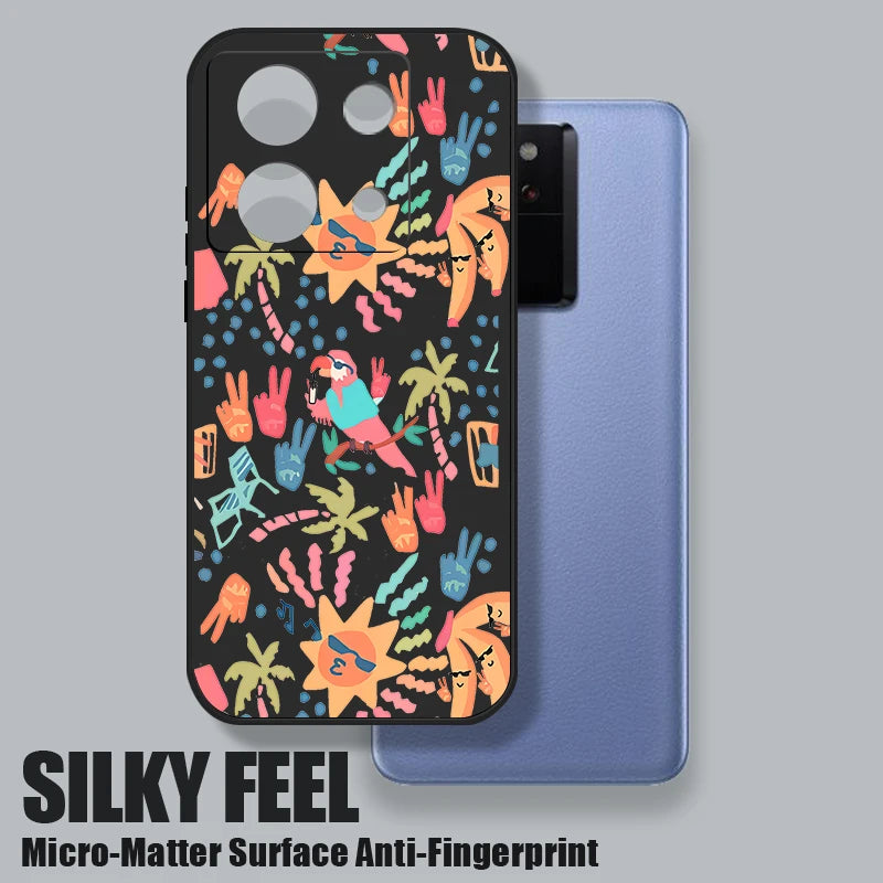 Abstract Art Paintings Soft TPU Case For Xiaomi Redmi Note 14 13 12 Pro 4G Note 13 14 Pro Plus 5G 13C 11 Pro Lanyard Phone Cover