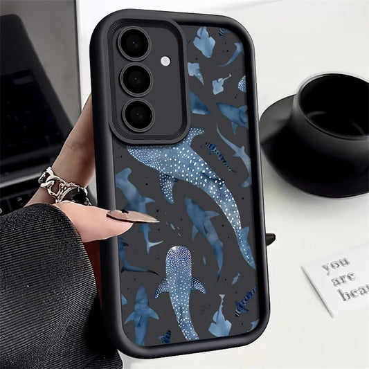 Shark Dolphin Print TPU Case For Samsung Galaxy A17 A56 A57 A36 A26 A55 A16 A15 A37 5G S25 Edge S26 S23 Ultra S24 FE Phone Cover