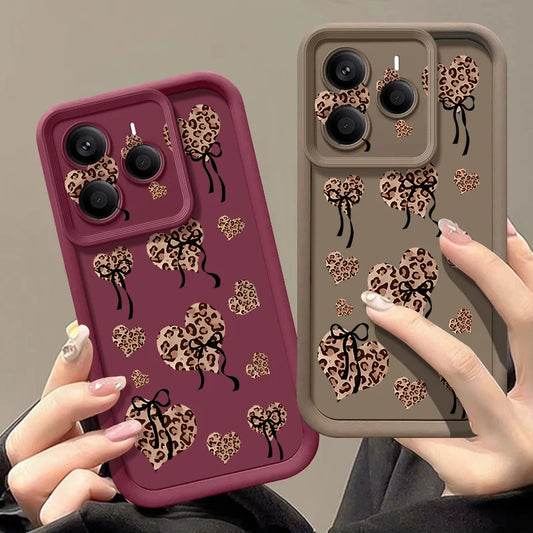 Leopard Print Love Heart Printed TPU Phone Case For Xiaomi 14T Pro For Xiaomi 13T 11T Pro Shockproof Soft Silicone Back Cover