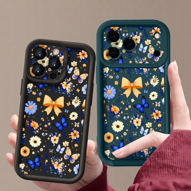 Blue Butterfly Pattern TPU Phone Case For iPhone 17 Pro Air 16e 15 16 Pro Max 14 16 Plus 13 12 Pro Max Soft Silicone Back Cover