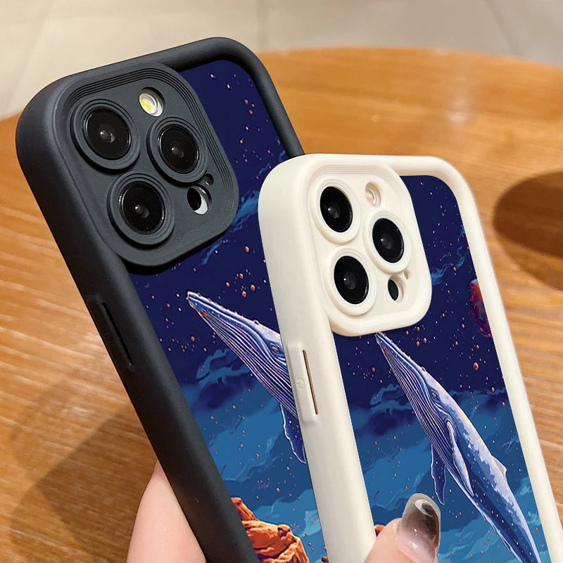 Blue Whale Printed TPU Phone Case For iPhone 17 16e 15 16 Pro Max 14 16 Plus For iPhone Air 13 12 Pro Soft Silicone Cover Cases