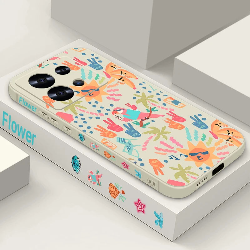 Abstract Art Paintings Soft TPU Case For Xiaomi Redmi Note 14 13 12 Pro 4G Note 13 14 Pro Plus 5G 13C 11 Pro Lanyard Phone Cover