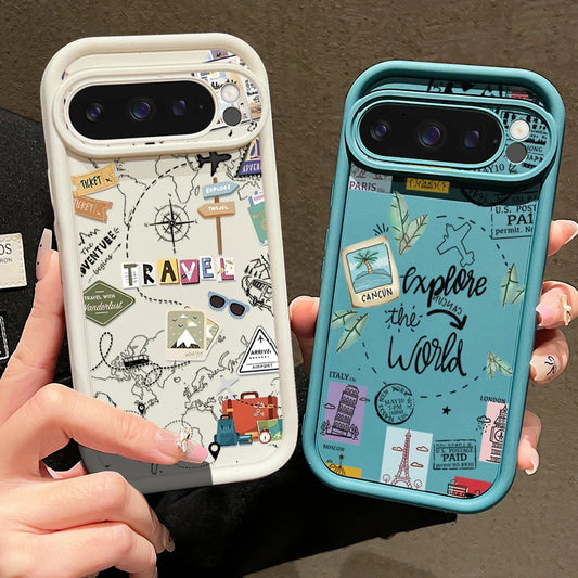 Travel Map Pattern TPU Case For Google Pixel 10 8 7 Pro Pixel 9 Pro XL Shockproof Soft Silicone Phone Cover For Google Pixel 8A