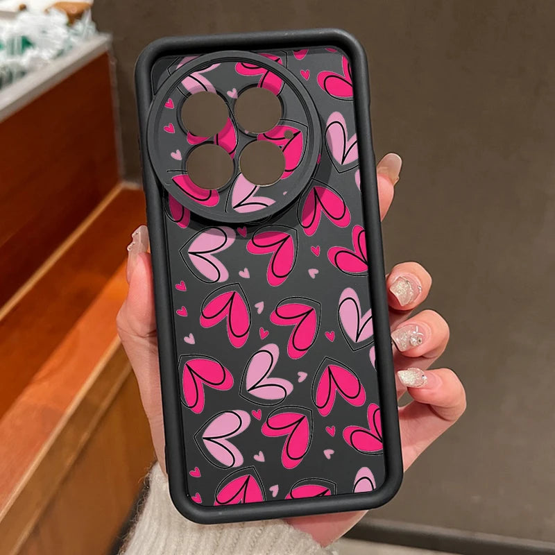 Soft TPU Phone Case For OnePlus 15 13 13T 12 15R 13R 12R 11R 5G Pink Love Hearts Printed Cover For OnePlus Nord 5 Ace 6 6T 5 3 2
