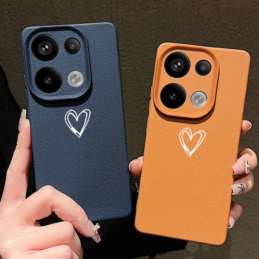 Love Heart Pattern Phone Case For Xiaomi Redmi Note 14 13 Pro 4G Note 13 14 Pro Plus 5G 13C 11 Pro Leather Texture TPU Cover