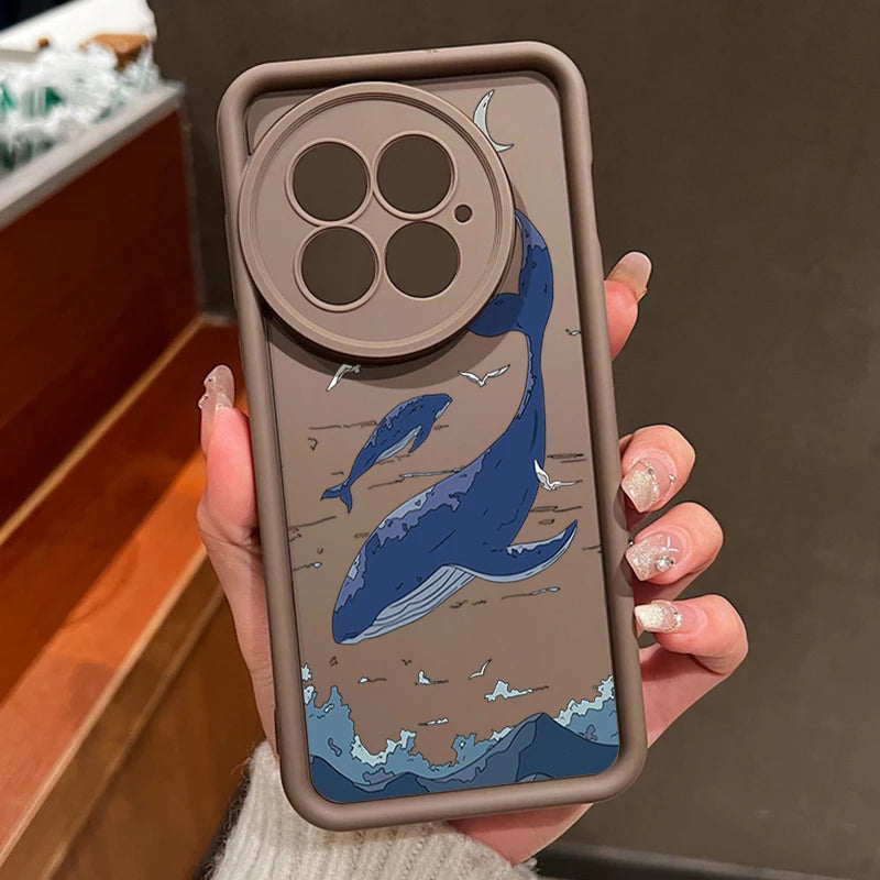 Soft Silicone Phone Case For OnePlus 13 13T 12 13R 12R 11R 5G Shockproof Sea Whale Printing TPU Cover For OnePlus Ace 5 3 2
