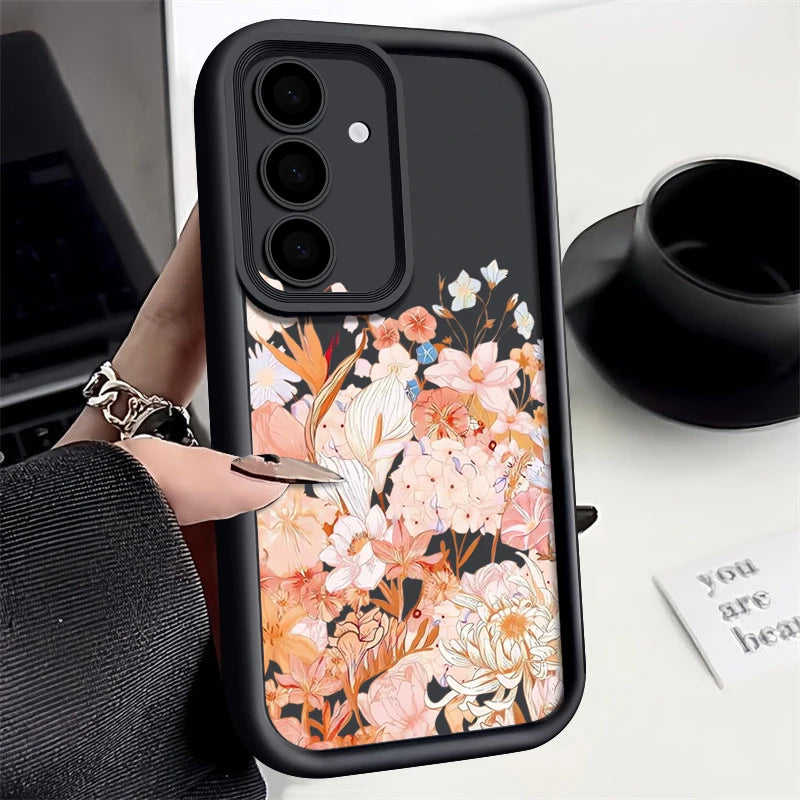 Soft TPU Phone Case For Samsung Galaxy A17 A56 A16 A36 A55 A15 A25 A26 A35 A54 A53 5G Pink Flowers Pattern Silicone Back Cover